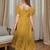 Mastang yellow embroidered cotton puff sleeve maxi girls dress