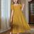 Mastang yellow embroidered cotton puff sleeve maxi girls dress