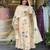 Designer cream viscose chanderi embroidered ethnic suit set with embroidered dupatta for women