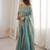 Designer pista green fendy silk embroidered kurta sharara set with dupatta for women