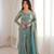 Designer pista green fendy silk embroidered kurta sharara set with dupatta for women