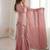 Designer peach fendy silk embroidered sharara suit set with dupatta for women
