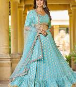 TURQUOISE BANARASI viscose LEHENGA CHOLI WITH DUPATTA