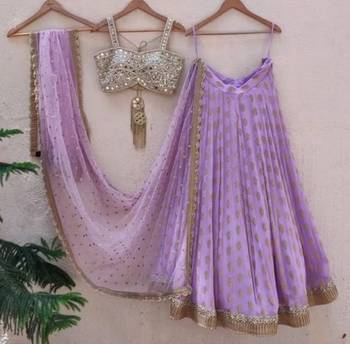 LAVENDER BANARASI viscose LEHENGA CHOLI WITH DUPATTA 2