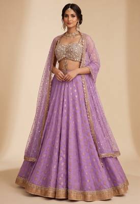 LAVENDER BANARASI viscose LEHENGA CHOLI WITH DUPATTA 3
