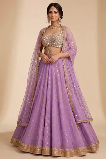 LAVENDER BANARASI viscose LEHENGA CHOLI WITH DUPATTA
