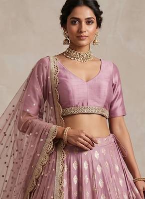 PEACH BANARASI viscose LEHENGA CHOLI WITH DUPATTA 2