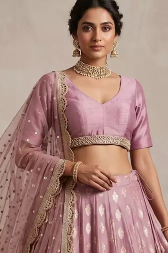 PEACH BANARASI viscose LEHENGA CHOLI WITH DUPATTA
