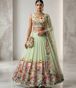 PISTA EMBROIDERED ORGANZA FASHION LEHENGA CHOLI WITH DUPATTA