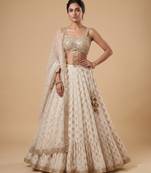 WHITE BANARASI viscose LEHENGA CHOLI WITH DUPATTA