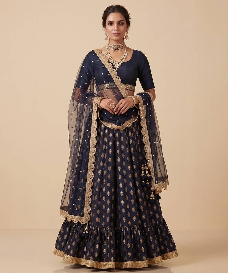 BLACK BANARASI viscose LEHENGA CHOLI WITH DUPATTA