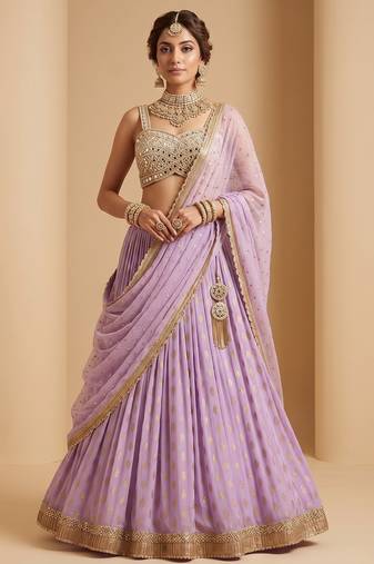 LAVENDER BANARASI viscose LEHENGA CHOLI WITH DUPATTA