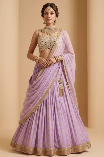 LAVENDER BANARASI viscose LEHENGA CHOLI WITH DUPATTA