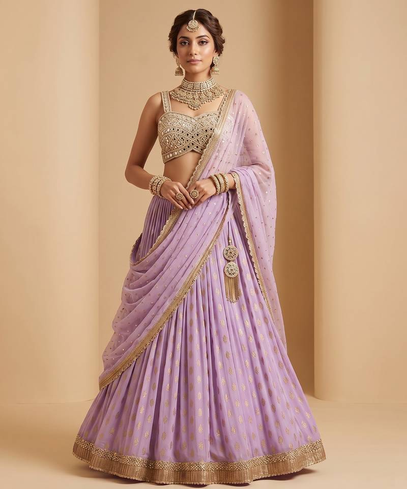 LAVENDER BANARASI viscose LEHENGA CHOLI WITH DUPATTA