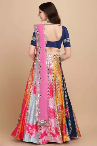 MULTICOLOR EMBROIDERED LEHENGA CHOLI WITH DUPATTA