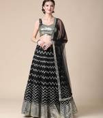 BLACK EMBROIDERED GEORGETTE HIT DEISGN LEHENGA CHOLI WITH DUPATTA