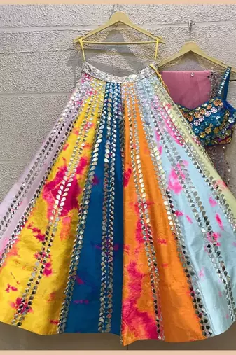 MULTICOLOR EMBROIDERED LEHENGA CHOLI WITH DUPATTA