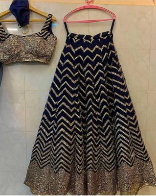 BLACK EMBROIDERED GEORGETTE HIT DEISGN LEHENGA CHOLI WITH DUPATTA 4