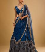 BLUE EMBROIDERED GEORGETTE STUNNING LEHENGA CHOLI WITH DUPATTA