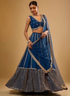 BLUE EMBROIDERED GEORGETTE STUNNING LEHENGA CHOLI WITH DUPATTA 2