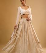 WHITE EMBROIDERED GEORGETTE FLAIRED LEHENGA CHOLI WITH DUPATTA