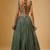 GREEN EMBROIDERED GEORGETTE FLAIRED LEHENGA CHOLI WITH DUPATTA