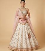 WHITE BANARASI viscose LEHENGA CHOLI WITH DUPATTA