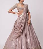 ASH PINK EMBROIDERED viscose ORGANZA STUNNING LEHENGA CHOLI WITH DUPATTA