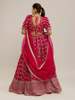 PINK EMBROIDERED GEORGETTE GRANDEUR LEHENGA CHOLI WITH DUPATTA 3