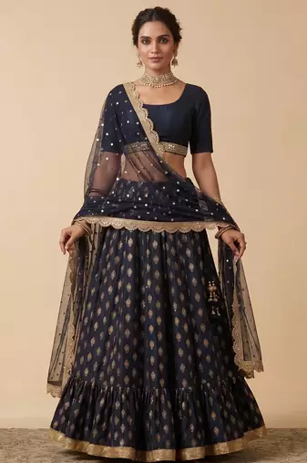 BLACK BANARASI viscose LEHENGA CHOLI WITH DUPATTA