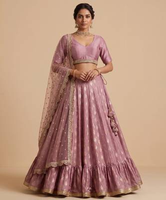 PEACH BANARASI viscose LEHENGA CHOLI WITH DUPATTA 1