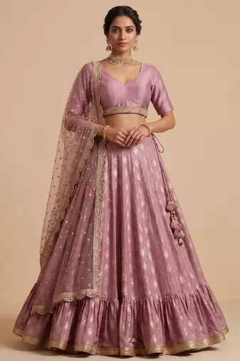 PEACH BANARASI viscose LEHENGA CHOLI WITH DUPATTA