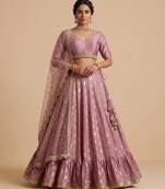 PEACH BANARASI viscose LEHENGA CHOLI WITH DUPATTA