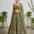 GREEN EMBROIDERED GEORGETTE FLAIRED LEHENGA CHOLI WITH DUPATTA