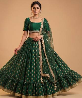 GREEN BANARASI viscose LEHENGA CHOLI WITH DUPATTA 4