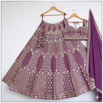WINE EMBROIDERED GEORGETTE DESIGNER LEHENGA CHOLI WITH DUPATTA 3