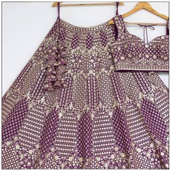 WINE EMBROIDERED GEORGETTE DESIGNER LEHENGA CHOLI WITH DUPATTA 4