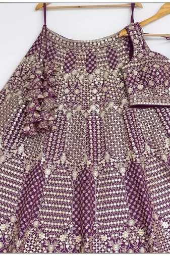 WINE EMBROIDERED GEORGETTE DESIGNER LEHENGA CHOLI WITH DUPATTA