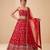 RED EMBROIDERED GEORGETTE FLAIRED LEHENGA CHOLI WITH DUPATTA