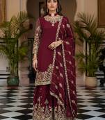  traditional wear sharara with heavy border dupatta set