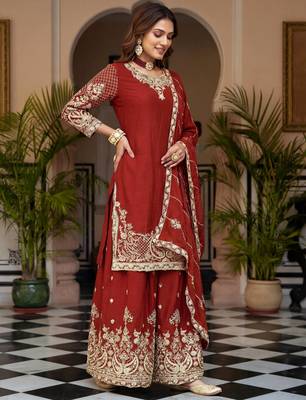 wear sharara with heavy border dupatta set 3