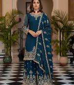  traditional wear sharara with heavy border dupatta set