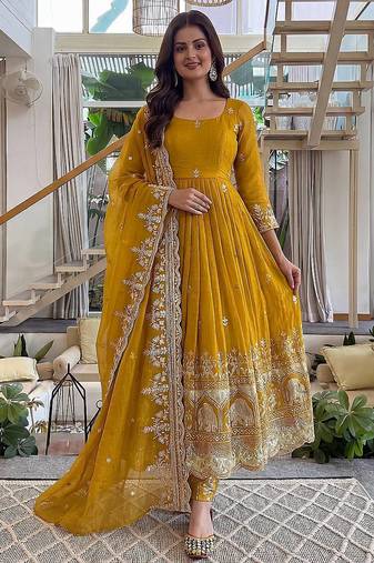  wedding wear embroidered anarkali set