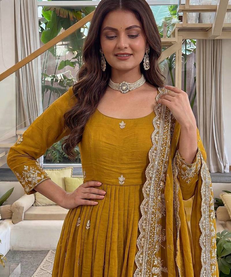  wedding wear embroidered anarkali set