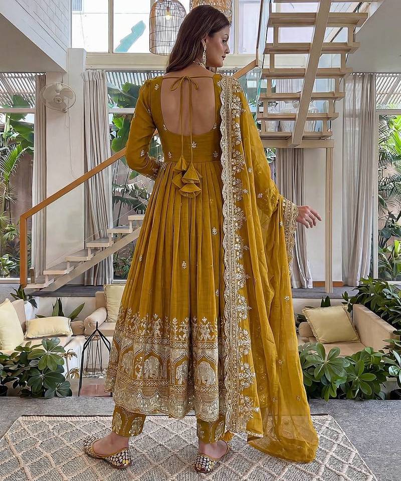  wedding wear embroidered anarkali set