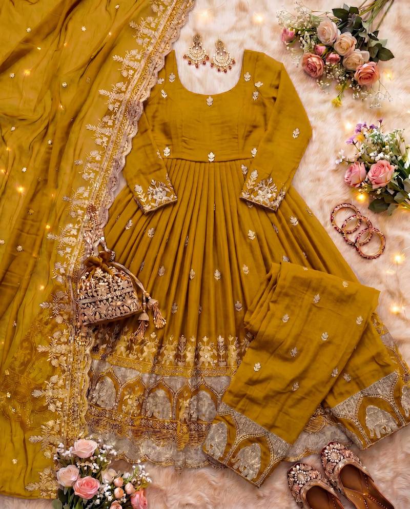  wedding wear embroidered anarkali set
