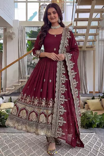  wedding wear embroidered anarkali set