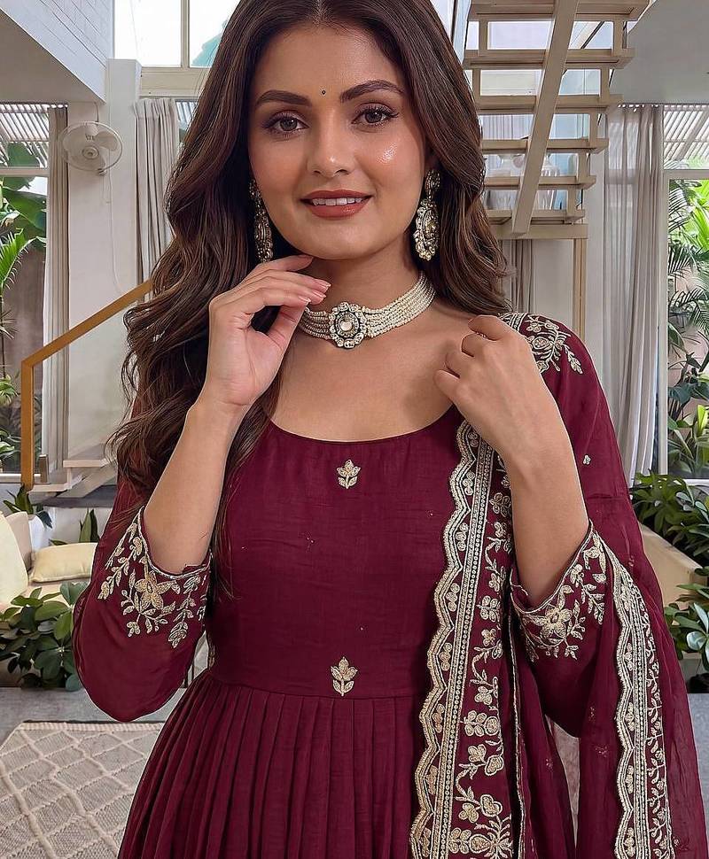  wedding wear embroidered anarkali set
