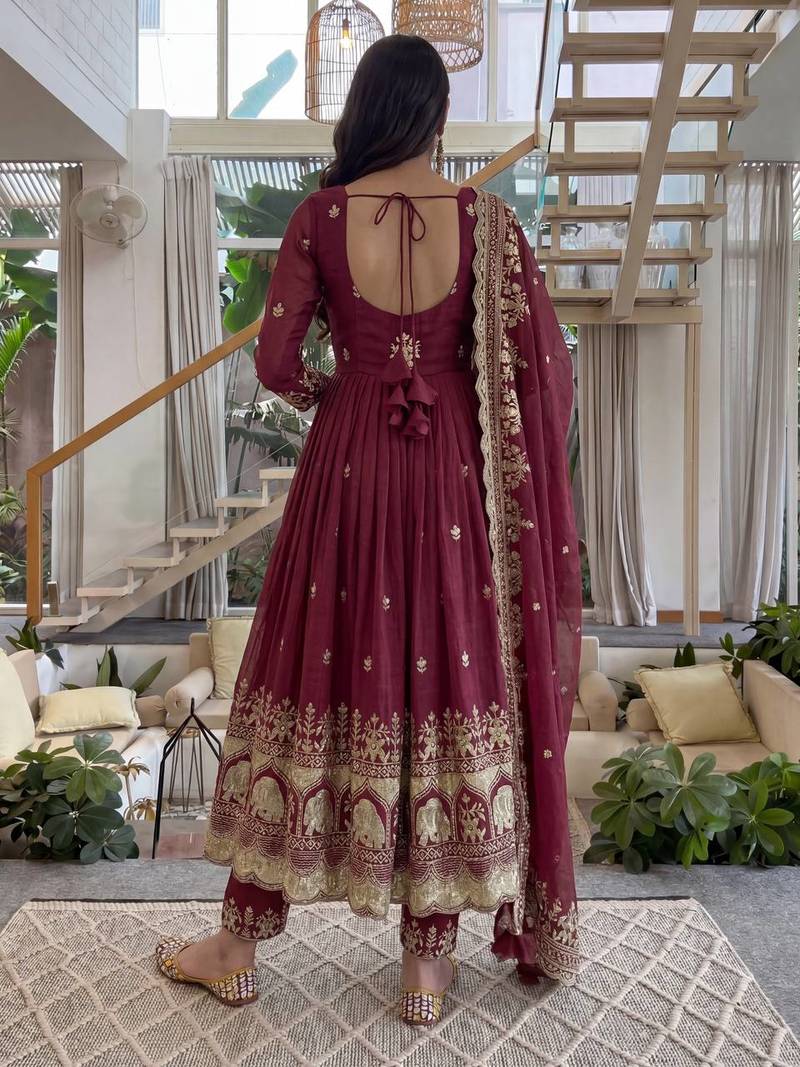  wedding wear embroidered anarkali set