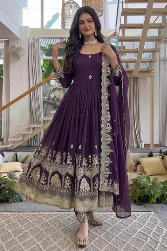  wedding wear embroidered anarkali set